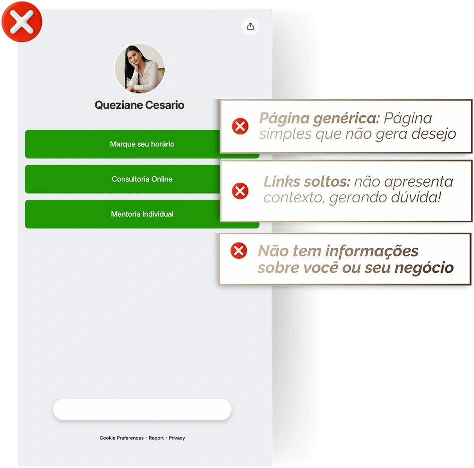 Link da bio genérico, com links soltos e sem contexto