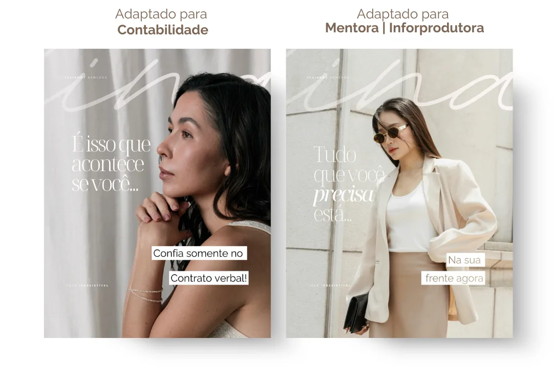 O mesmo post adaptado para dermatologista e para advogada