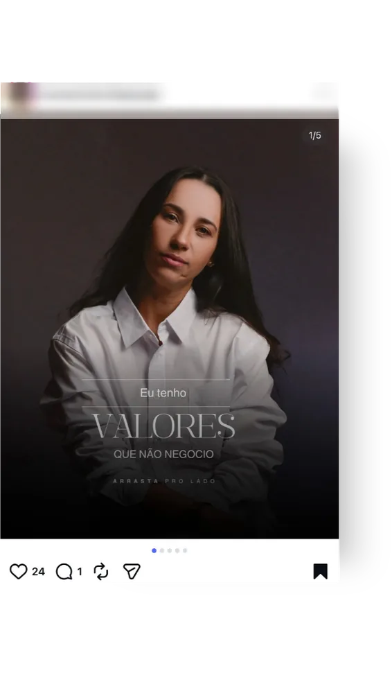 Publicação de aluna feita com o Feed Irresistível, exemplo 6